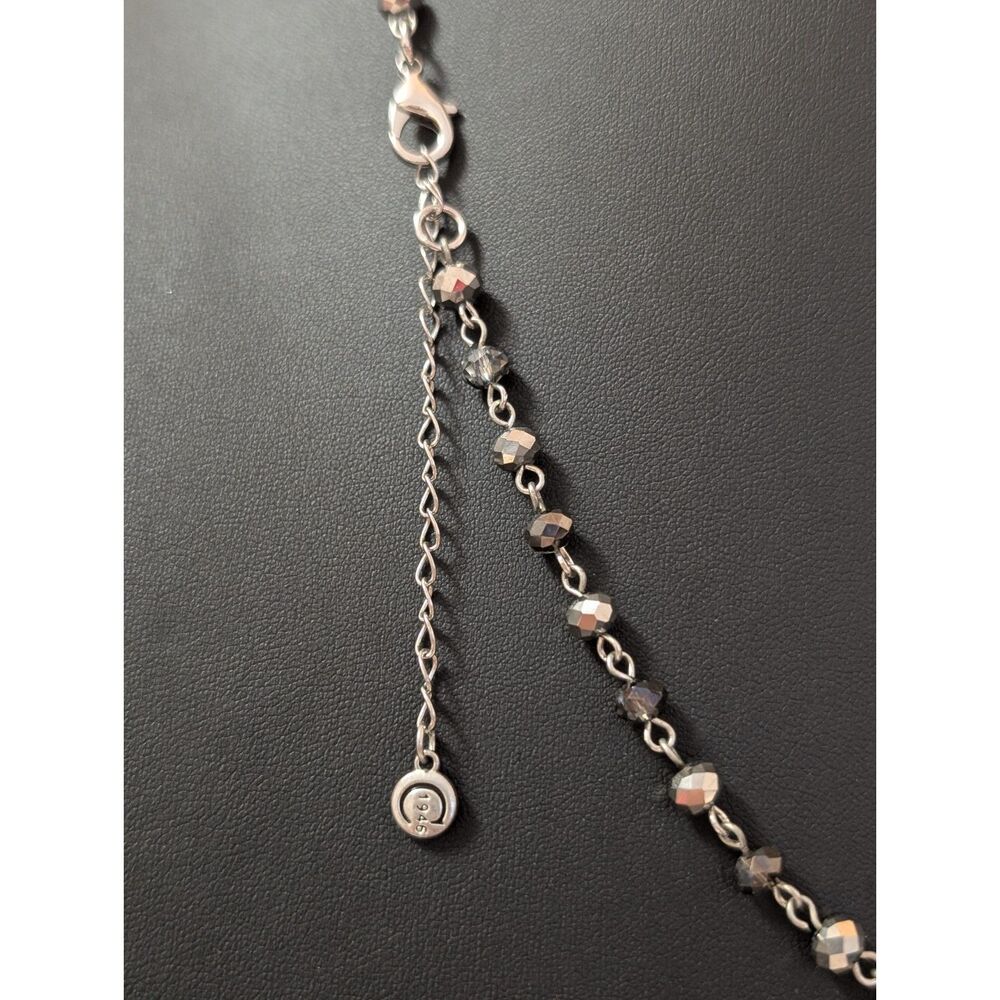 C1946 Gunmetal Crystal Beaded Y-Necklace - Art Deco Pendant - Picture 7 of 8
